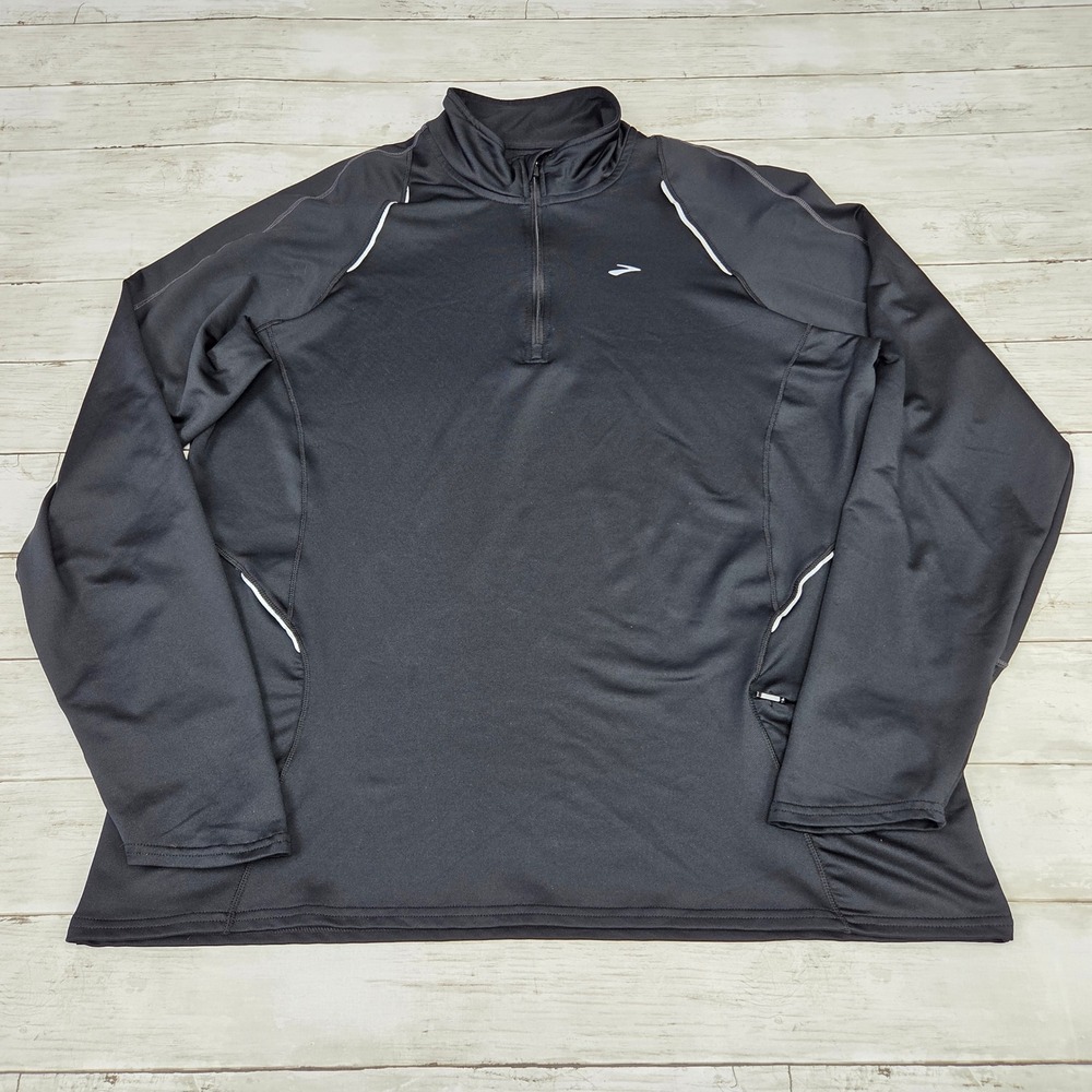Brooks Equilibrium Technology Quarter Zip Pullover Men Large Black Reflective
